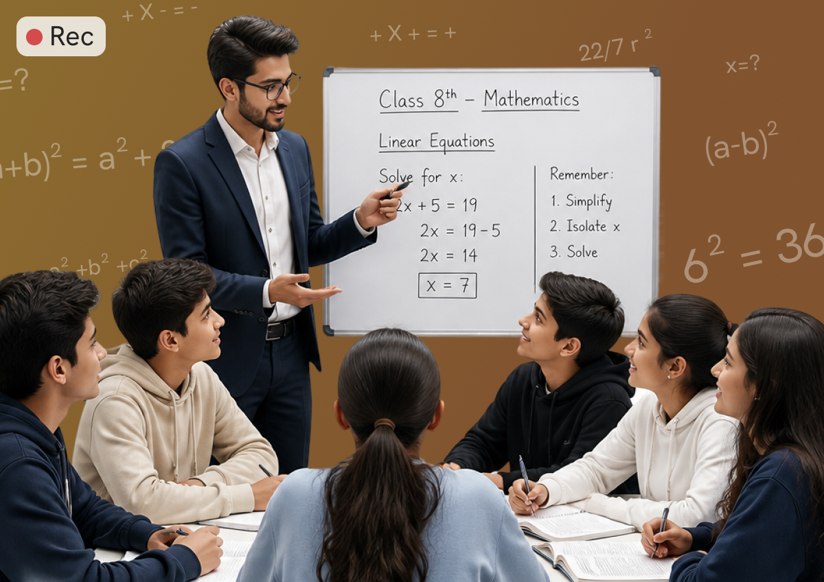 Teacher instructing students in classroom