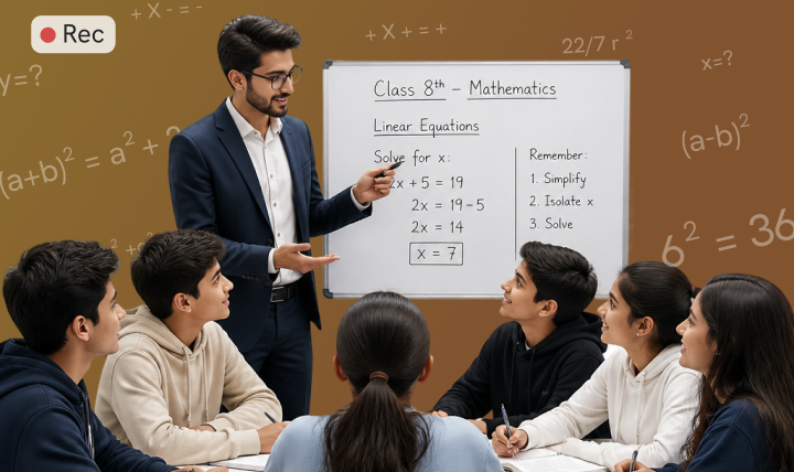 Teacher instructing students in classroom